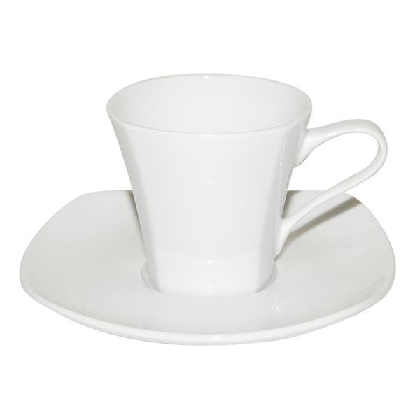 Porselen Square Beyaz Tabaklı Kahve Finc