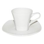 Porselen Square Beyaz Tabaklı Kahve Finc