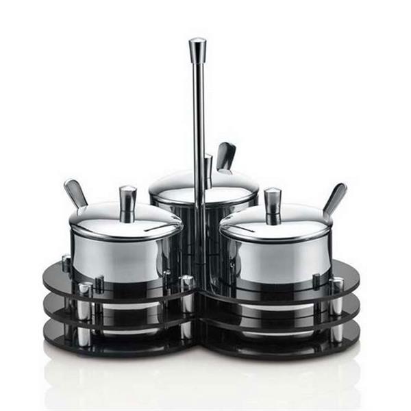 Pleksi Standlı 3'lü Baharatlık Takımı