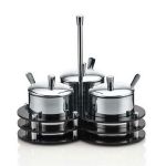 Pleksi Standlı 3'lü Baharatlık Takımı