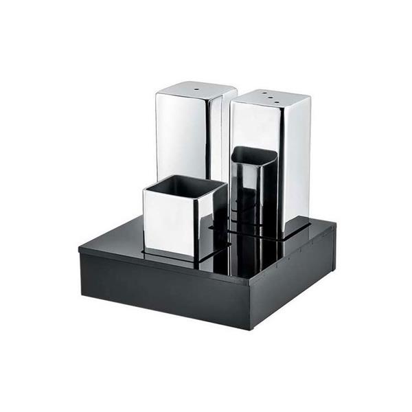 Pleksi Stand Kare 3'lü Tuzluk Takımı