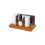 Ahşap Standlı 4'lü Kare Tuzluk Peçetelik Takımı