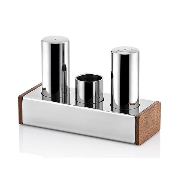 Üçlü Yuvarlak İnce Tuzluk Takımı Parlak