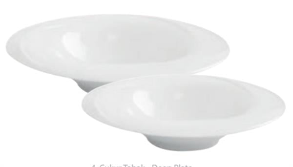 Porselen Troy Beyaz Çukur Tabak 25Cm  