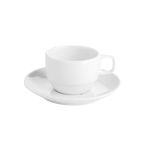 Porselen Bella Beyaz Tabaklı Çay Fincanı