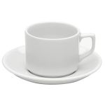 Porselen Lebon Beyaz Tabaklı Çay Fincanı