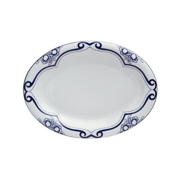 Porselen Blue Manoir Desen2 Kayık Tabak 