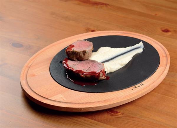 Porselen Plakalı Oval Ahşap Et Tahtası