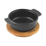 Ahşap Altlıklı Döküm Demir Güveç Kabı