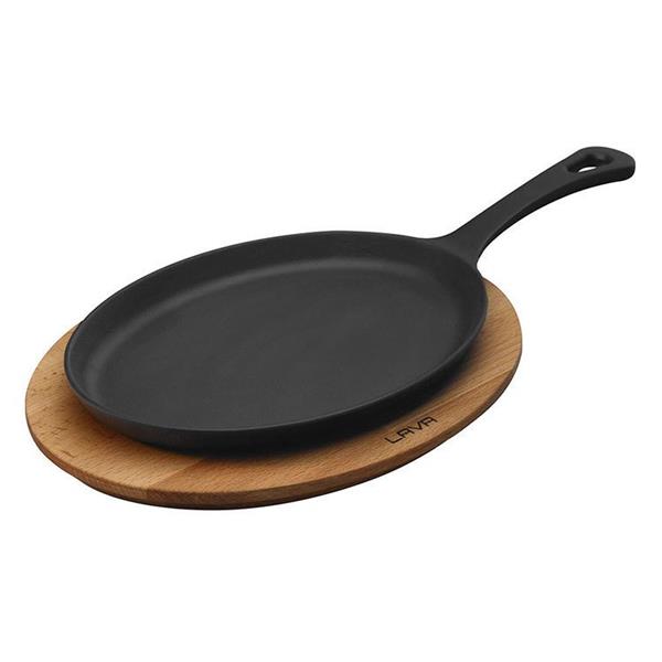 Ahşap Altlıklı Döküm Demir Fajita Tavası