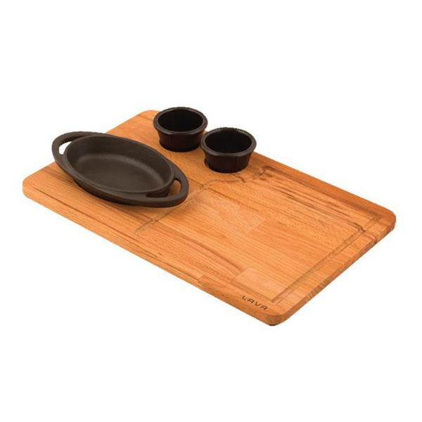 Ahşap Altlıklı Oval Kulplu Tava