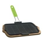 Ahşap Altlıklı Döküm Demir Izgara Tava