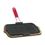 Ahşap Altlıklı Döküm Demir Izgara Tava