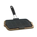 Ahşap Altlıklı Döküm Demir Izgara Tava