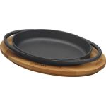 Ahşap Altlıklı Döküm Demir Oval Tava