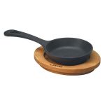 Döküm Ahşap Altlıklı Demir Yuvarlak Tava