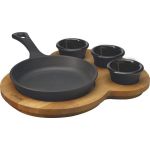 Ahşap Altlıklı Döküm Demir Yuvarlak Tava