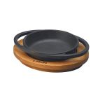 Ahşap Altlıklı Döküm Demir Yuvarlak Tava