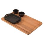 Ahşap Altlıklı Kare Kulplu Tabak