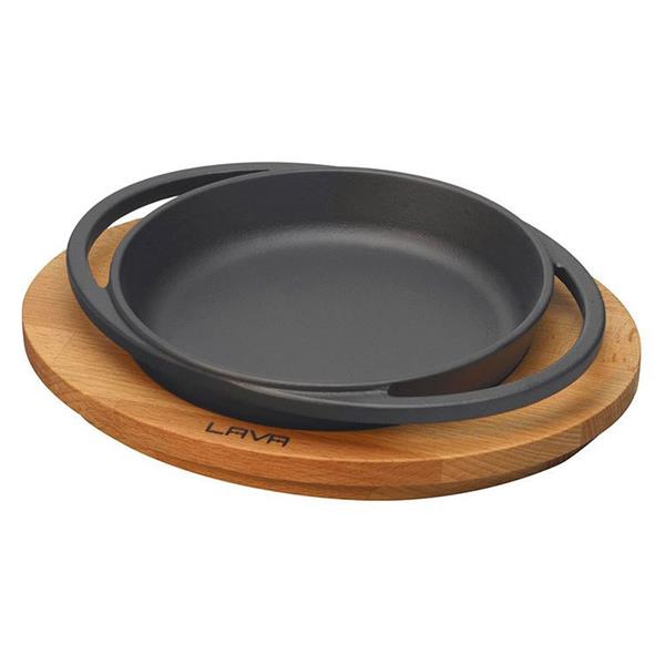 Ahşap Altlıklı Döküm Demir Yuvarlak Tava