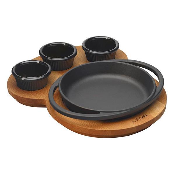 Ahşap Altlıklı Döküm Demir Yuvarlak Tava