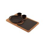 Yuvarlak Kulplu Tava, Ahşap ve Porselen Servis Plakası