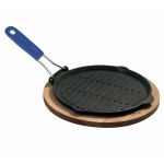 Ahşap Altlıklı Mini Döküm Demir Izgara Tava