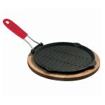 Ahşap Altlıklı Mini Döküm Demir Izgara Tava