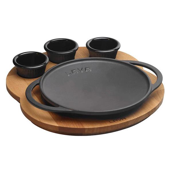 Ahşap Altlıklı Döküm Demir Sac Kavurma Tavası