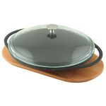 Cam Kapaklı Döküm Demir Sac Kavurma Tavası