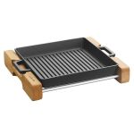 Ahşap Standlı Döküm Demir Izgara Tava