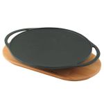 Ahşap Altlıklı Döküm Demir Sac Kavurma Tavası