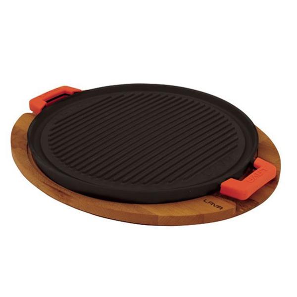 Ahşap Altlıklı Metal Kulplu Yuvarlak Griddle