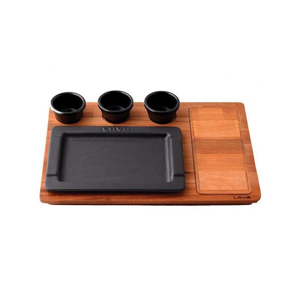 Ahşap Altlıklı Dikdörtgen Servis Tabağı