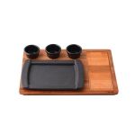 Ahşap Altlıklı Dikdörtgen Servis Tabağı