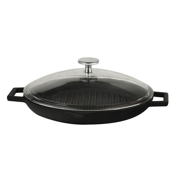 Cam Kapaklı Yuvarlak Izgara Tava