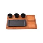 Ahşap Altlıklı Dikdörtgen Servis Tabağı