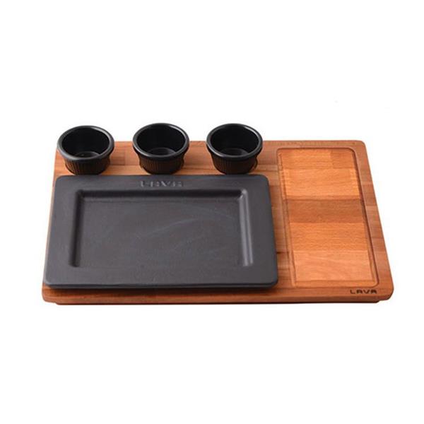 Ahşap Altlıklı Dikdörtgen Servis Tabağı