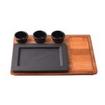 Ahşap Altlıklı Dikdörtgen Servis Tabağı