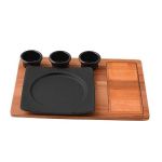 Ahşap Altlıklı Yuvarlak Servis Tabağı