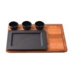 Ahşap Altlıklı Dikdörtgen Servis Tabağı