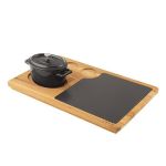 Ahşap ve Porselen Servis Plakalı Mini Oval Tencere