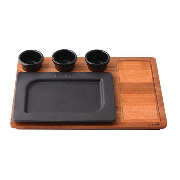 Ahşap Altlıklı Dikdörtgen Servis Tabağı