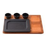 Ahşap Altlıklı Dikdörtgen Servis Tabağı