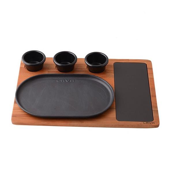 Ahşap Altlıklı Dikdörtgen Servis Tabağı