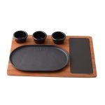 Ahşap Altlıklı Dikdörtgen Servis Tabağı