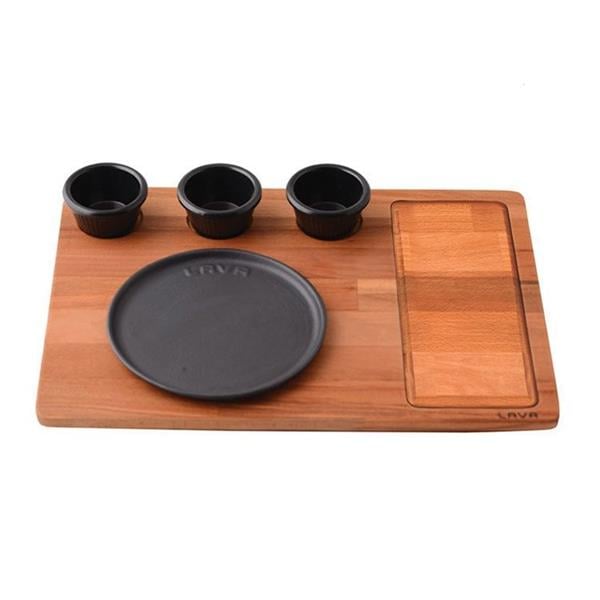 Ahşap Altlıklı Yuvarlak Servis Tabağı