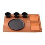 Ahşap Altlıklı Yuvarlak Servis Tabağı