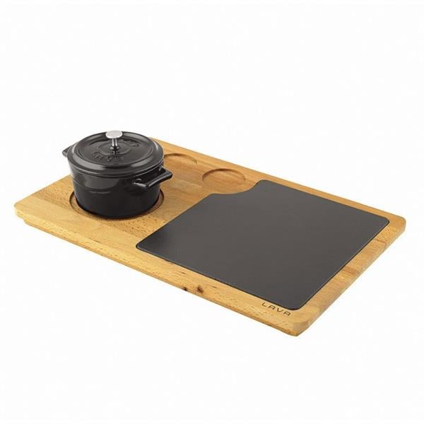 Ahşap ve Porselen Servis Plakalı Mini Tencere