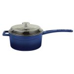 Cam Kapaklı Metal Saplı Döküm Demir Sos Tenceresi